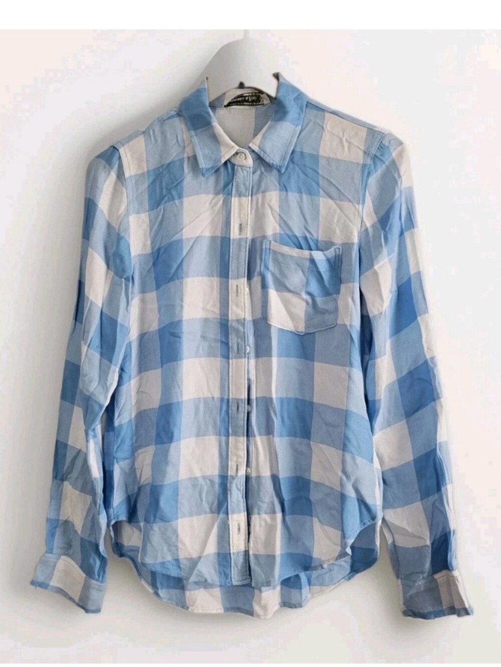 Abercrombie & Fitch Size XS Women Button Down Shirt Long Sleeve Plaid Blue White